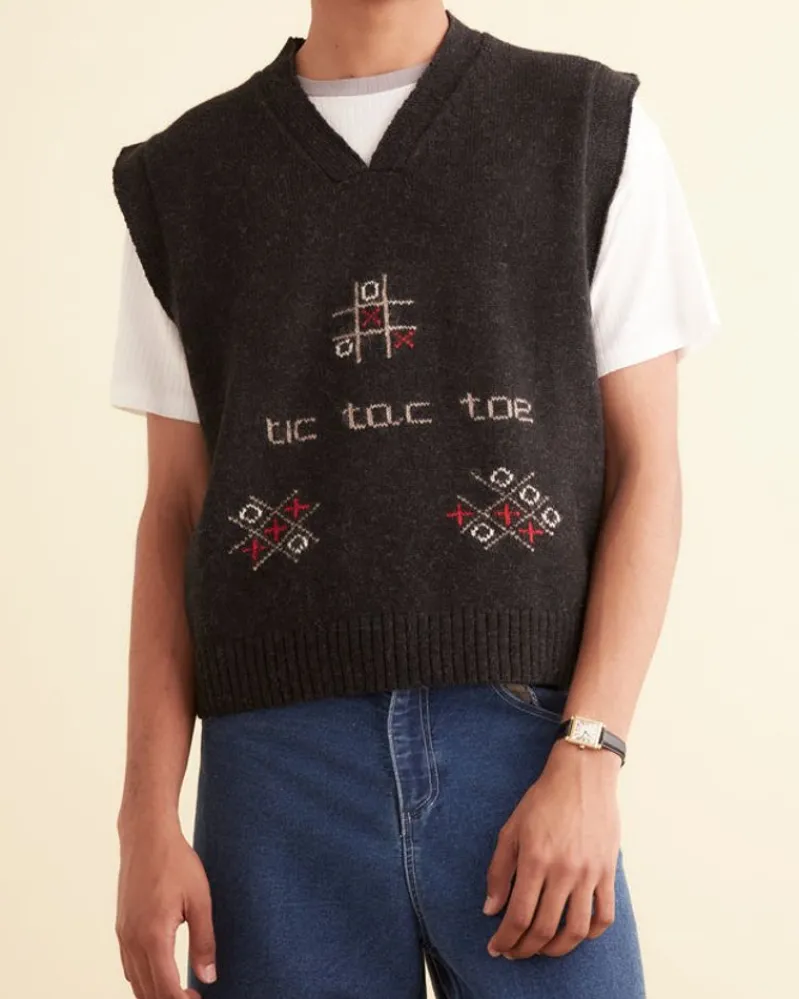 Knitwear<BODE Tic Tac Toe Vest Charcoal