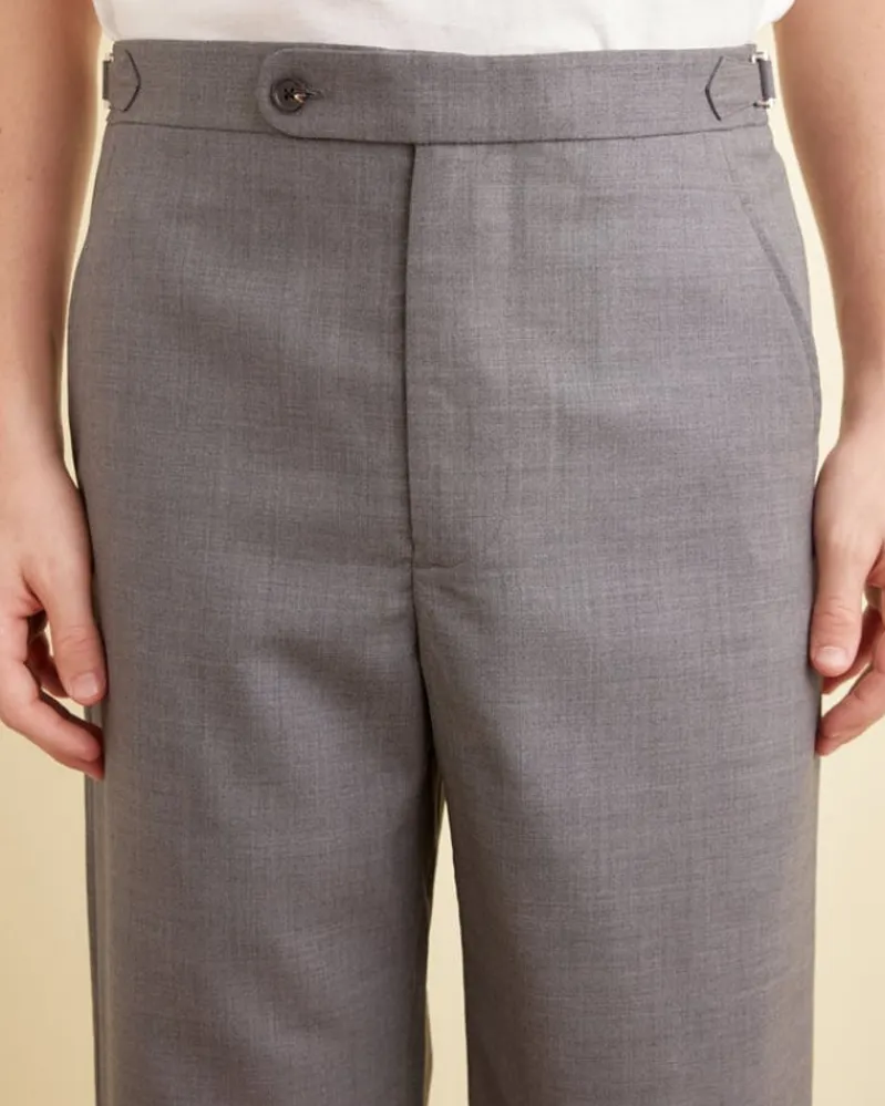 Trousers & Pants<BODE Tropical Wool Side-Buckle Trousers Grey