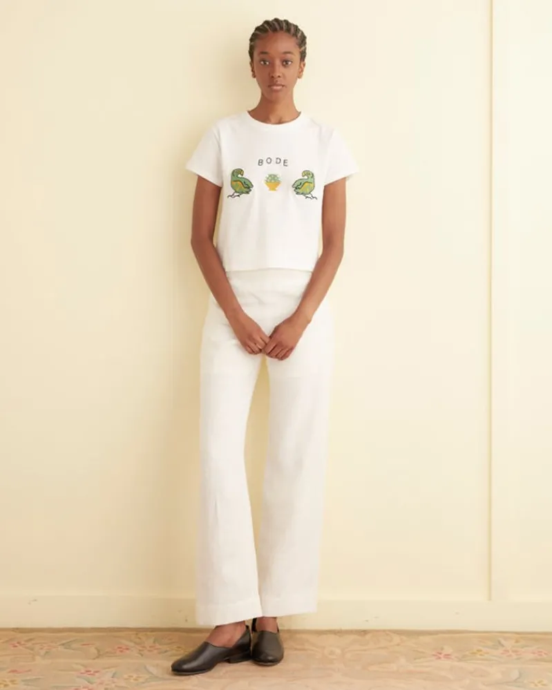 Cut And Sew<BODE Twin Parakeet Tee Cream