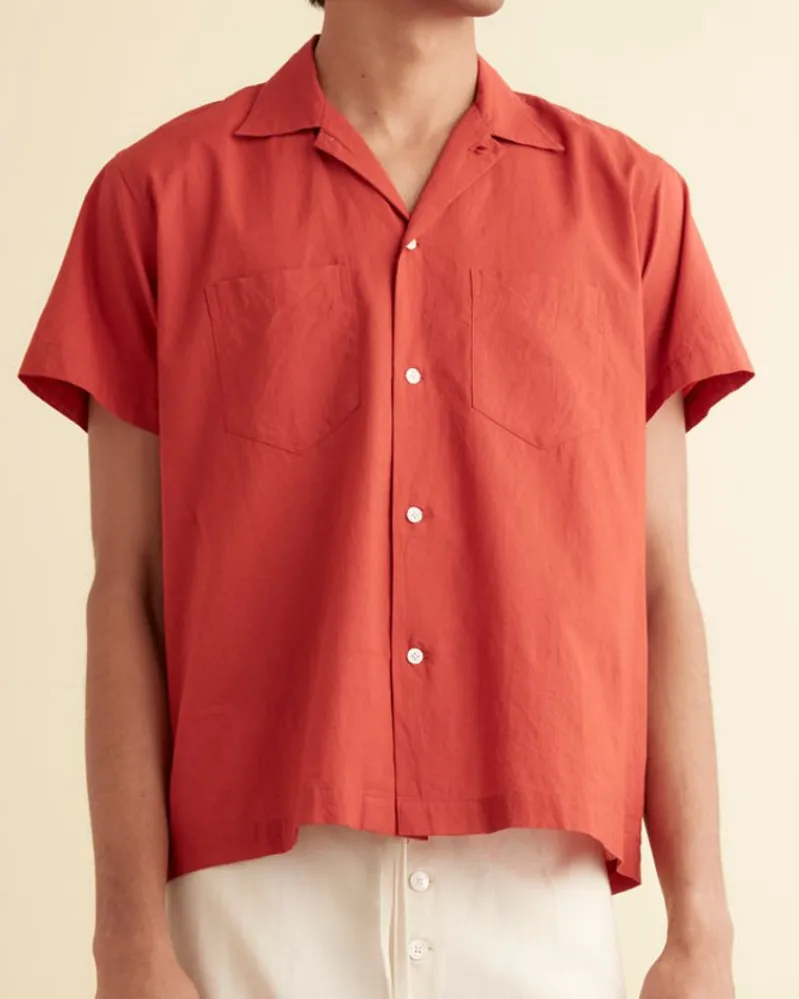 Shirts<BODE Voile Double Pocket Short Sleeve Shirt - Merlot