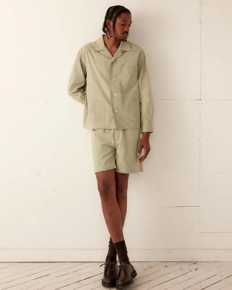 Shirts<BODE Zig-Zag Hem Long Sleeve Shirt - Mint